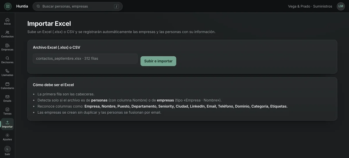 Importar desde Excel o CSV